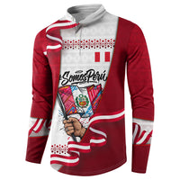 Somos Peru Independence Day Button Sweatshirt Inti Sun God Andean Condor Tribal