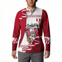 Somos Peru Independence Day Button Sweatshirt Inti Sun God Andean Condor Tribal