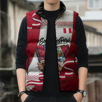 Somos Peru Independence Day Sleeveless Puffer Jacket Inti Sun God Andean Condor Tribal