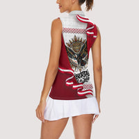 Somos Peru Independence Day Women Sleeveless Polo Shirt Inti Sun God Andean Condor Tribal