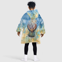 Somalia Liberation Unity Kid Wearable Blanket Hoodie Soomaaliya Script Peace Dove Watercolor