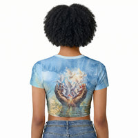 Somalia Liberation Unity Raglan Cropped T shirt Soomaaliya Script Peace Dove Watercolor