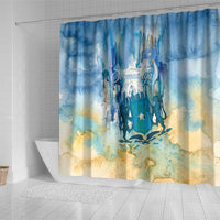 Somalia Liberation Unity Shower Curtain Soomaaliya Script Peace Dove Watercolor