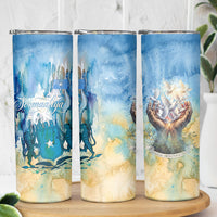Somalia Liberation Unity Skinny Tumbler Soomaaliya Script Peace Dove Watercolor