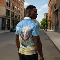 Somalia Liberation Unity Zipper Polo Shirt Soomaaliya Script Peace Dove Watercolor