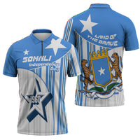 Somalia Independence Day 1960 Zipper Polo Shirt Somali Coat Of Arms Star - Land Of The Brave