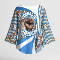 Somalia Freedom Independence Kimono Sleeve Blouse Leopard Flag Power Fist