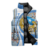 Somalia Freedom Independence Sleeveless Puffer Jacket Leopard Flag Power Fist