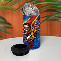 DR Congo Patrice Lumumba Football Victory 4 in 1 Can Cooler Tumbler African Pride Leopard And Flag