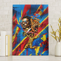 DR Congo Patrice Lumumba Football Victory Canvas Wall Art African Pride Leopard And Flag