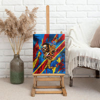 DR Congo Patrice Lumumba Football Victory Canvas Wall Art African Pride Leopard And Flag