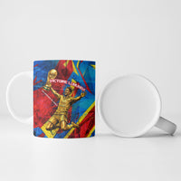 DR Congo Patrice Lumumba Football Victory Ceramic Mug African Pride Leopard And Flag