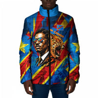 DR Congo Patrice Lumumba Football Victory Padded Jacket African Pride Leopard And Flag