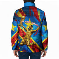 DR Congo Patrice Lumumba Football Victory Padded Jacket African Pride Leopard And Flag