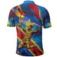 DR Congo Patrice Lumumba Football Victory Polo Shirt African Pride Leopard And Flag