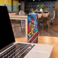 DR Congo Patrice Lumumba Football Victory Skinny Tumbler African Pride Leopard And Flag