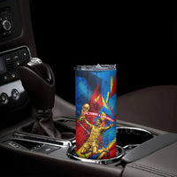DR Congo Patrice Lumumba Football Victory Skinny Tumbler African Pride Leopard And Flag