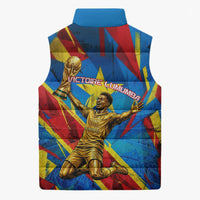 DR Congo Patrice Lumumba Football Victory Sleeveless Puffer Jacket African Pride Leopard And Flag