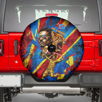 DR Congo Patrice Lumumba Football Victory Spare Tire Cover African Pride Leopard And Flag