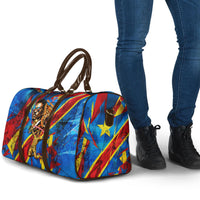 DR Congo Patrice Lumumba Football Victory Travel Bag African Pride Leopard And Flag
