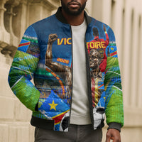 DR Congo Patrice Lumumba Bomber Puffer Jacket Kinshasa Stadium Flag - King Of Kinshasa Football