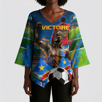 DR Congo Patrice Lumumba Kimono Sleeve Blouse Kinshasa Stadium Flag - King Of Kinshasa Football