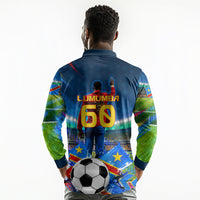 DR Congo Patrice Lumumba Long Sleeve Polo Shirt Kinshasa Stadium Flag - King Of Kinshasa Football