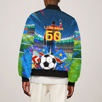 DR Congo Patrice Lumumba Sleeve Zip Bomber Jacket Kinshasa Stadium Flag - King Of Kinshasa Football