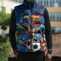 DR Congo Patrice Lumumba Sleeveless Puffer Jacket Kinshasa Stadium Flag - King Of Kinshasa Football