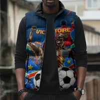 DR Congo Patrice Lumumba Sleeveless Puffer Jacket Kinshasa Stadium Flag - King Of Kinshasa Football