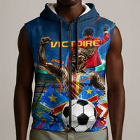 DR Congo Patrice Lumumba Sleeveless Zip Hoodie Kinshasa Stadium Flag - King Of Kinshasa Football