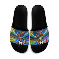 DR Congo Patrice Lumumba Slide Sandals Kinshasa Stadium Flag - King Of Kinshasa Football
