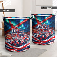 Norway Football Viking Row Laundry Basket Viking Shield Aurora Borealis Dynamic Art