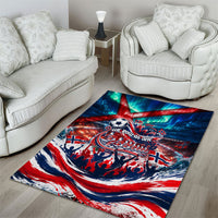 Norway Football Viking Row Area Rug Viking Shield Aurora Borealis Dynamic Art