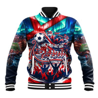 Norway Football Viking Row Baseball Jacket Viking Shield Aurora Borealis Dynamic Art