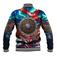 Norway Football Viking Row Baseball Jacket Viking Shield Aurora Borealis Dynamic Art