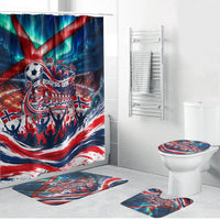 Norway Football Viking Row Bathroom Set Viking Shield Aurora Borealis Dynamic Art