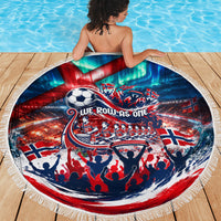 Norway Football Viking Row Beach Blanket Viking Shield Aurora Borealis Dynamic Art