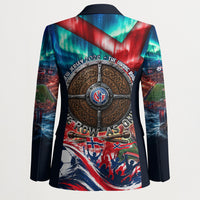 Norway Football Viking Row Blazer Viking Shield Aurora Borealis Dynamic Art