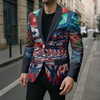 Norway Football Viking Row Blazer Viking Shield Aurora Borealis Dynamic Art