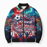 Norway Football Viking Row Bomber Puffer Jacket Viking Shield Aurora Borealis Dynamic Art