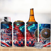 Norway Football Viking Row 4 in 1 Can Cooler Tumbler Viking Shield Aurora Borealis Dynamic Art