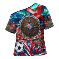 Norway Football Viking Row Cross Shoulder Shirt Viking Shield Aurora Borealis Dynamic Art