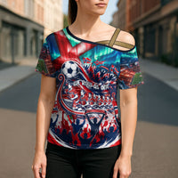 Norway Football Viking Row Cross Shoulder Shirt Viking Shield Aurora Borealis Dynamic Art