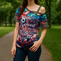 Norway Football Viking Row Cross Shoulder Shirt Viking Shield Aurora Borealis Dynamic Art