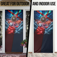 Norway Football Viking Row Door Cover Viking Shield Aurora Borealis Dynamic Art
