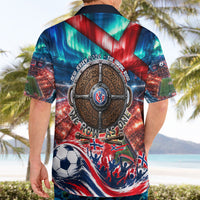 Norway Football Viking Row Hawaiian Shirt Viking Shield Aurora Borealis Dynamic Art