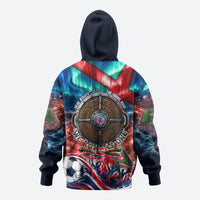 Norway Football Viking Row Hoodie Viking Shield Aurora Borealis Dynamic Art