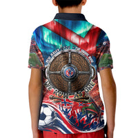 Norway Football Viking Row Kid Polo Shirt Viking Shield Aurora Borealis Dynamic Art
