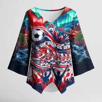 Norway Football Viking Row Kimono Sleeve Blouse Viking Shield Aurora Borealis Dynamic Art